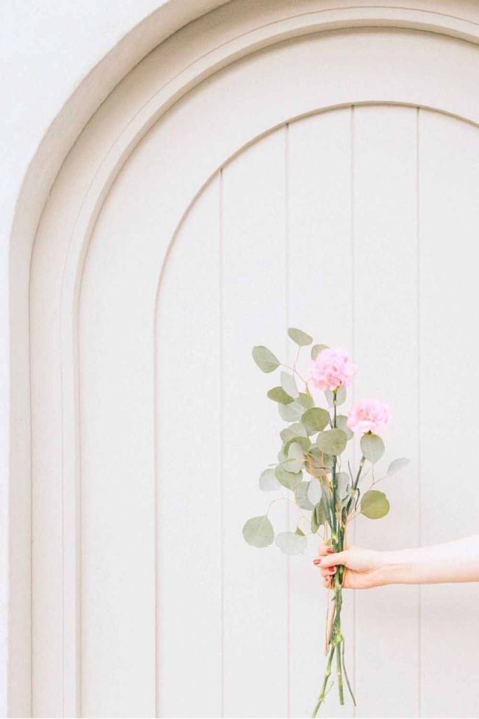 doorway and hand with roses