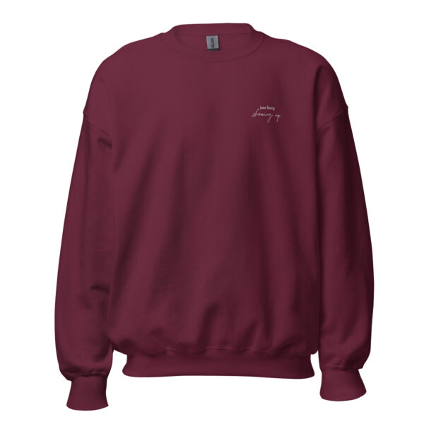 Just Keep Showing Up Embroidered Crewneck - Image 5