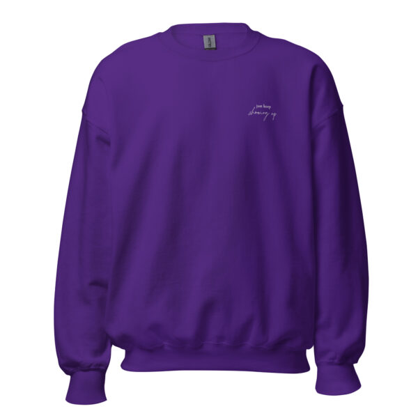 Just Keep Showing Up Embroidered Crewneck - Image 4