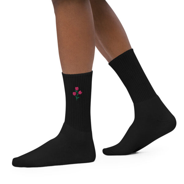 Pink Tulip Embroidered Socks - Image 5