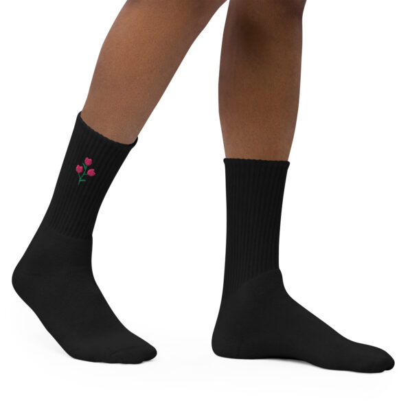 Pink Tulip Embroidered Socks - Image 2