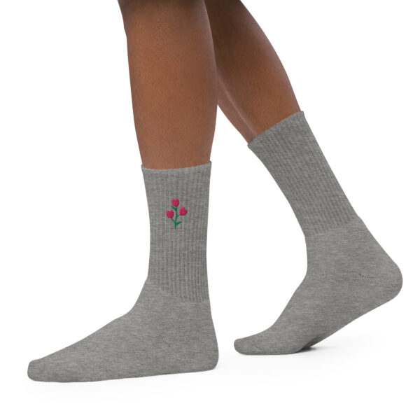 Pink Tulip Embroidered Socks - Image 7